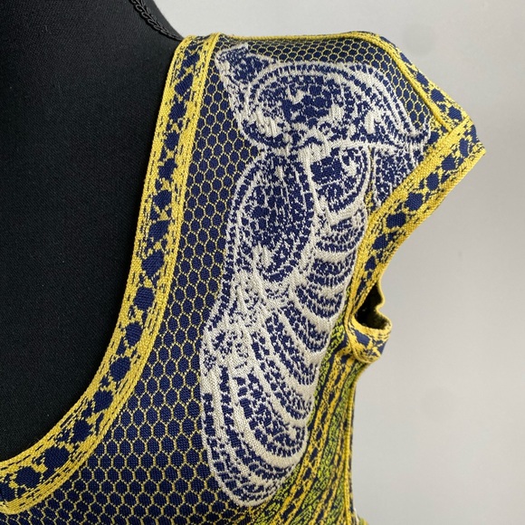 Herve Leger Unique Dress! Blue, Yellow & Cream Size XS - Picture 4 of 12